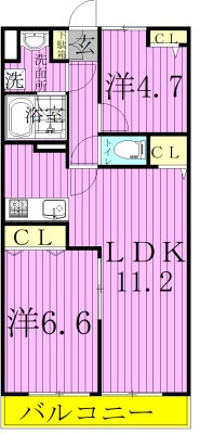 グリシーヌ 303号室 間取り