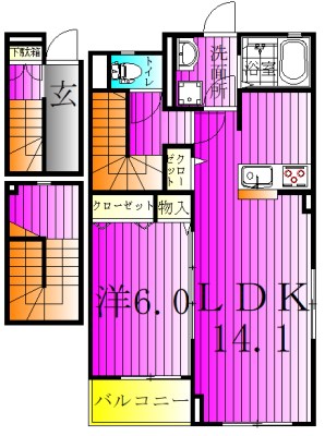 サニーコートD棟 301号室 間取り
