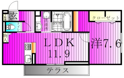 プレジール南柏 102号室 間取り