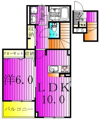 サニーコートＥ棟 201号室 間取り