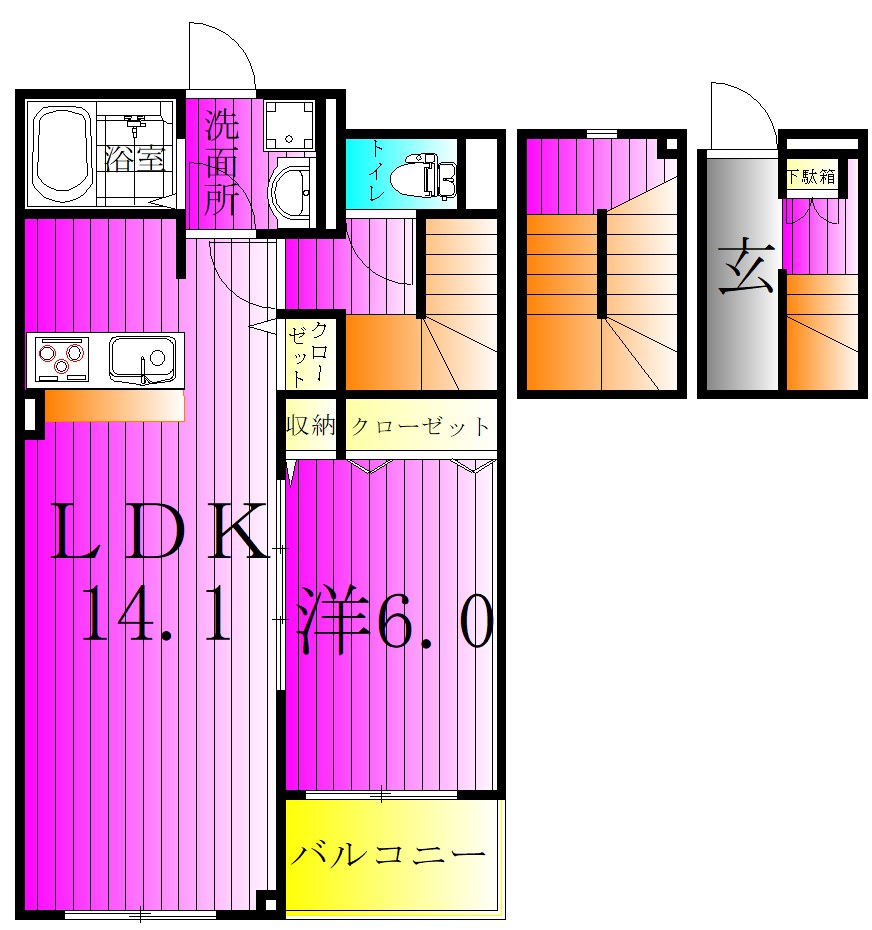 サニーコートＥ棟 302号室 間取り