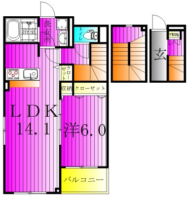 サニーコートＥ棟 305号室 間取り