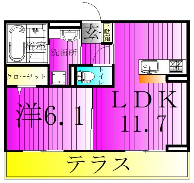 ラシーヌ　A 102号室 間取り