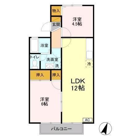 アリュールB 203号室 間取り