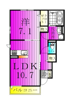 ビューテラス 105号室 間取り