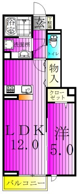 ロータスヒル 102号室 間取り
