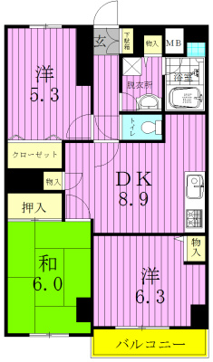 パインツリーコート 303号室 間取り