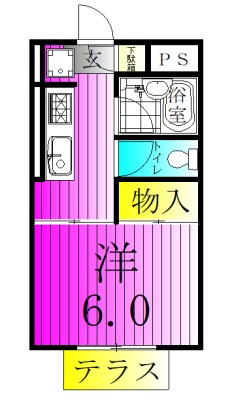 ドミール北初富 102号室 間取り