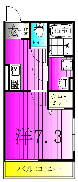 ヒルズ松戸 1A号室 間取り
