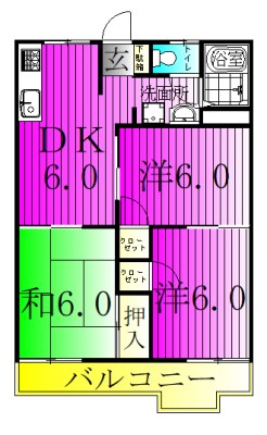 パールハイツ砂川 103号室 間取り