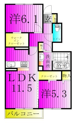 ピースウッドⅠ 106号室 間取り