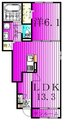 エレガンテⅡ 102号室 間取り