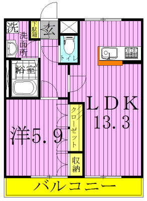 スプリーム  102号室 間取り