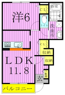 プランドールⅢ 103号室 間取り