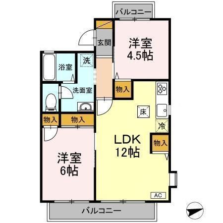 グランディール 101号室 間取り