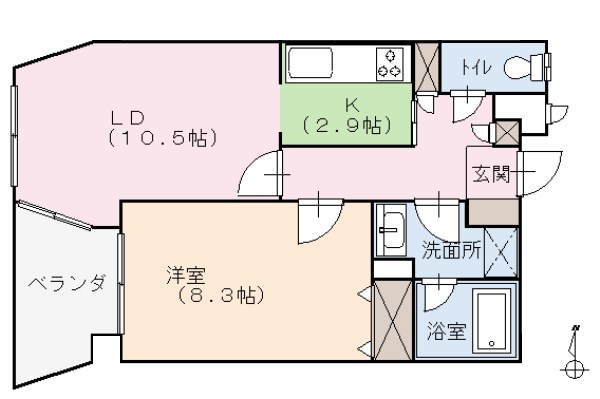 メイクスA棟  203号室 間取り