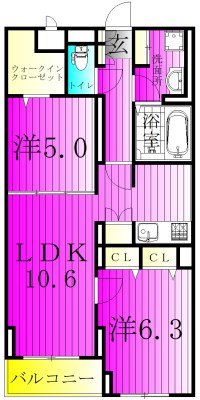 コントレイル 103号室 間取り