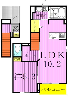 プラムヒルズⅡ 201号室 間取り