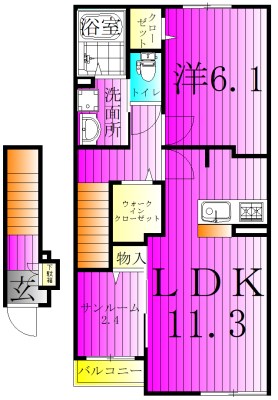 ディーセントⅠ 206号室 間取り