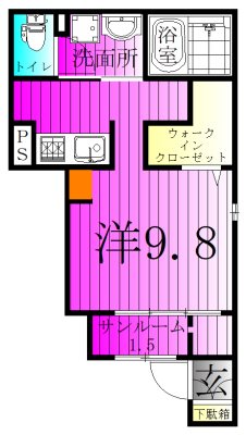 ウエストヒルＡ 102号室 間取り