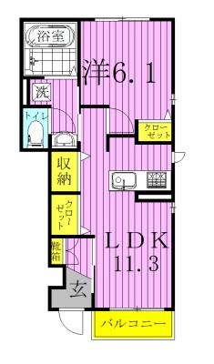 ドリームⅠ 102号室 間取り