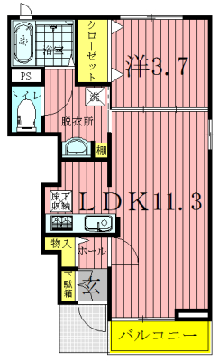 フェリクス 102号室 間取り