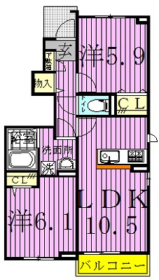 アウラ 102号室 間取り