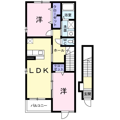 クレッシェンド 201号室 間取り