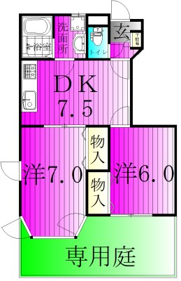 ドゥ・ジャルダン 104号室 間取り
