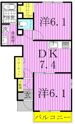 アンソレイユＢ棟 103号室 間取り