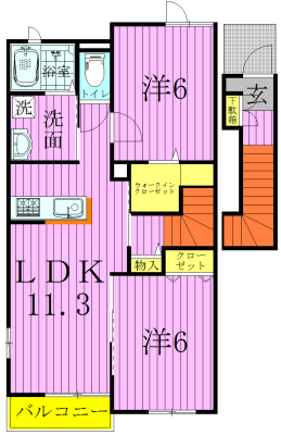 エクロール正連寺B 201号室 間取り