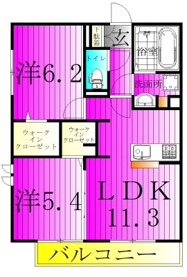 フェリーチェおおたかの森Ⅱ 201号室 間取り