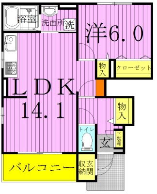 カルム 102号室 間取り