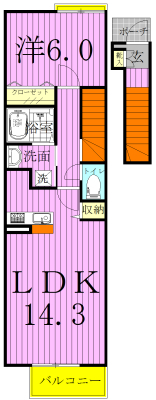 アルボ 202号室 間取り