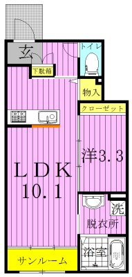 ロックガーデン森Ｄ 104号室 間取り