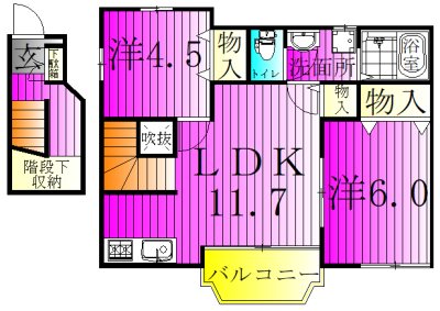 アルカディアI 204号室 間取り