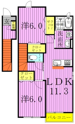 プリムヴェール 201号室 間取り