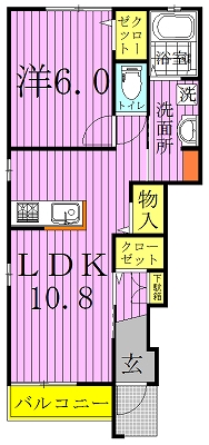 アルトゥーラⅡ 102号室 間取り