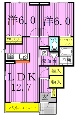 えんじゅ清水公園Ｂ 103号室 間取り