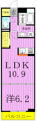パープルコート・アゼリア 105号室 間取り