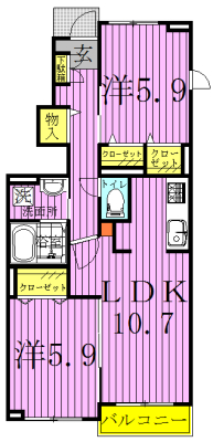 ミーテ・コッリーナＢ 103号室 間取り