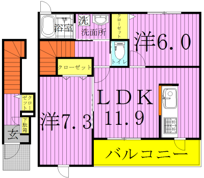 ソル・レヴェンテⅡＣ 201号室 間取り