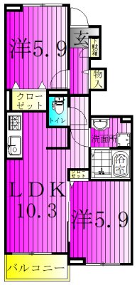 クラベール参番館 103号室 間取り