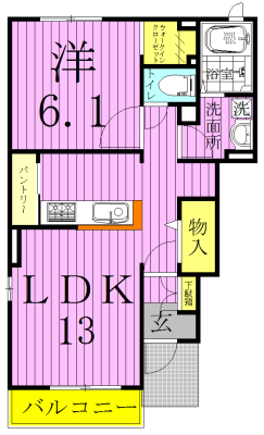 ロジュマン参番館 101号室 間取り
