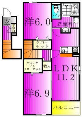 ヴィアンカーレA 201号室 間取り