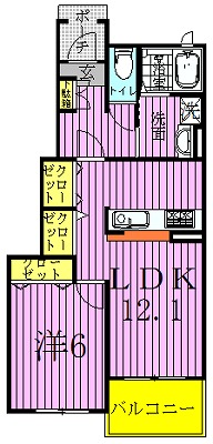 コンフォルト 102号室 間取り