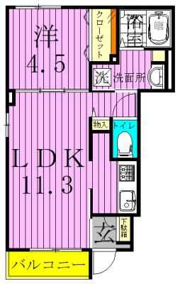 ブルックヒルズⅥ 102号室 間取り
