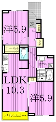 シオンⅠ 105号室 間取り