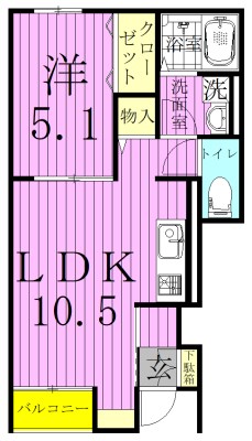 アヴェニール  102号室 間取り
