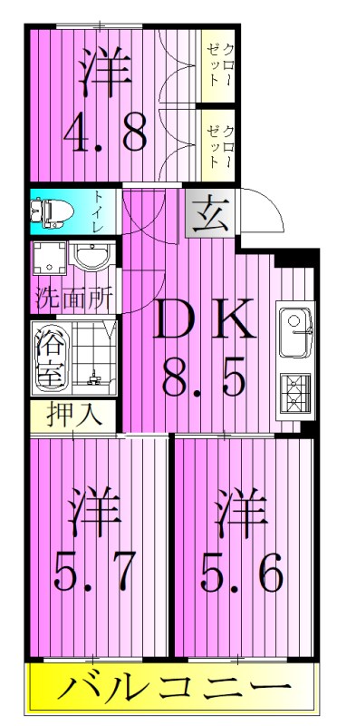 リバーサイド古野間１ 間取り図